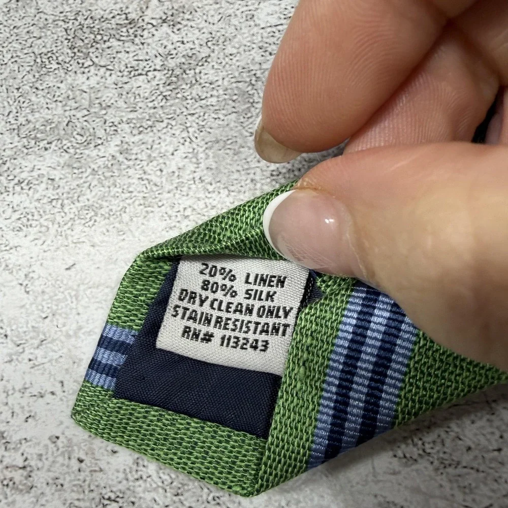 The Tie Bar Silk Tie Mens One Size Green Striped Made In China Necktie‎
